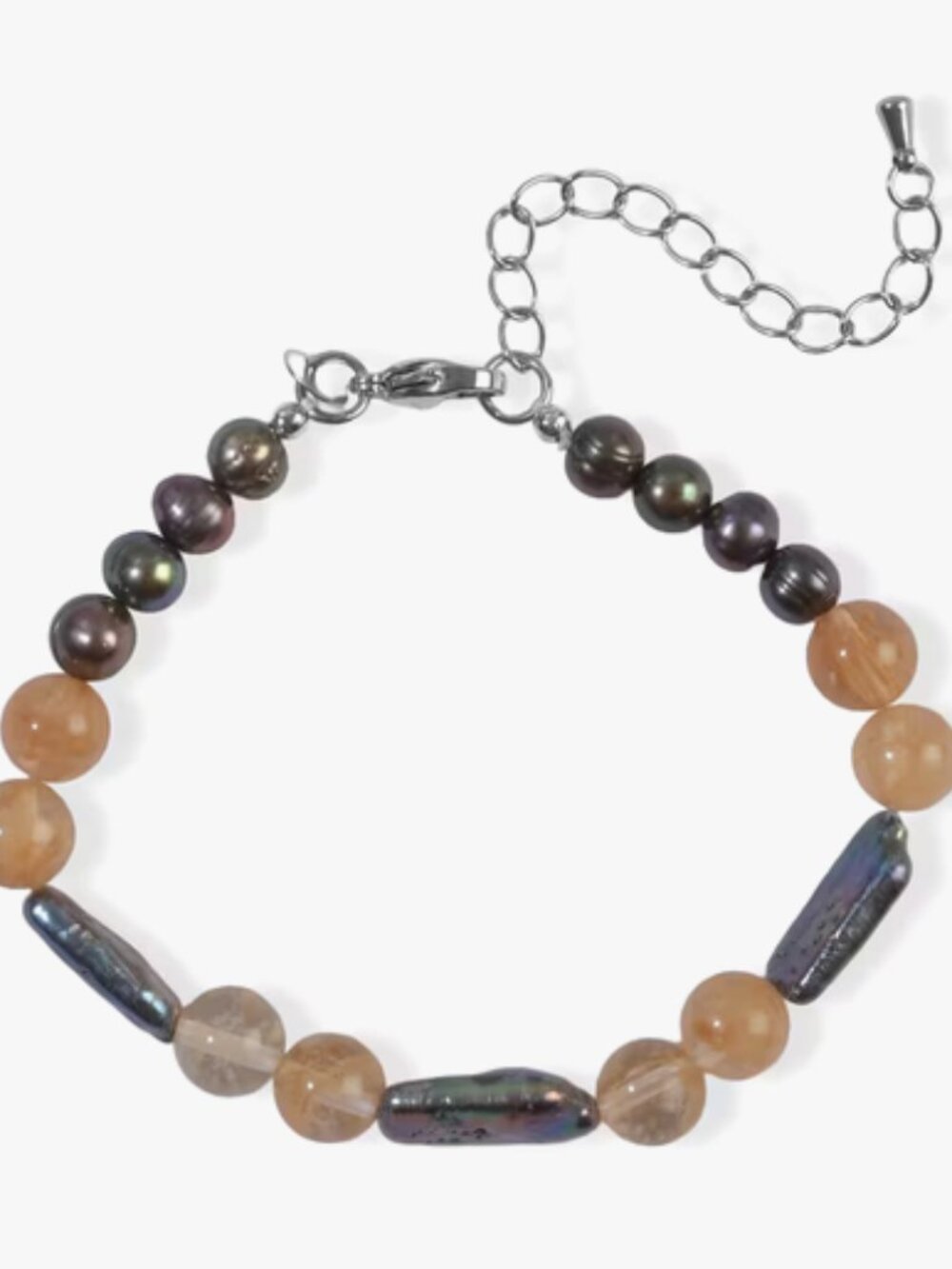 Gold Quartz and Peacock Pearl Bracelet